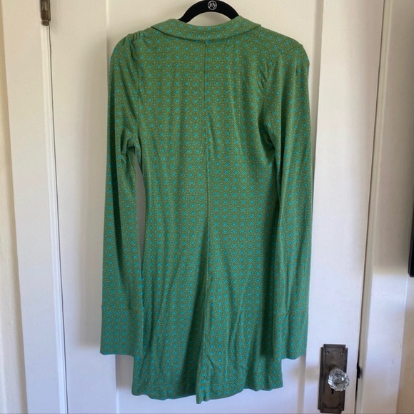 Free People Shayla Green Long Sleeve Printed Button Down Ruched Mini Dress L - Picture 3 of 8
